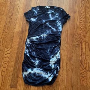 Ruched dye stain mini dress in blue and white. Worn only twice